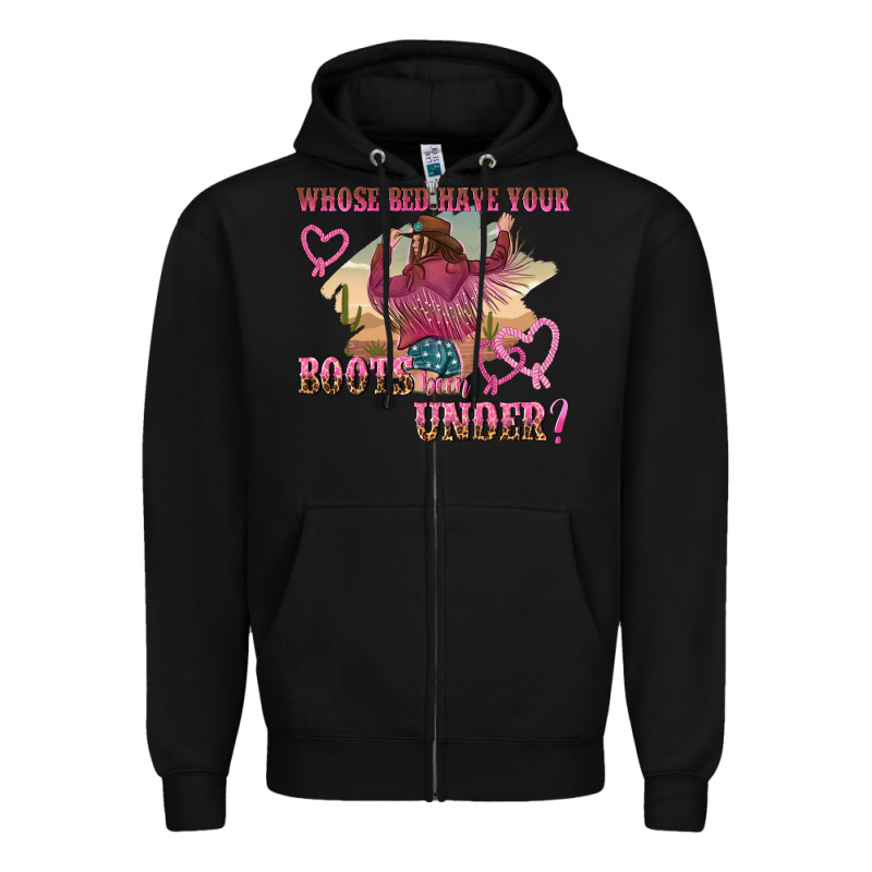 Whose Bed Have Youre Boots Been Under Zipper Hoodie by NancyCooperArtShop | Teevron
