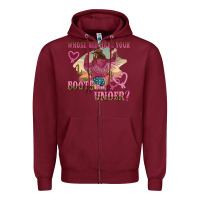 Burgundy whose bed have youre boots been under Zipper Hoodie - NancyCooperArtShop