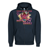 Navy whose bed have youre boots been under Zipper Hoodie - NancyCooperArtShop