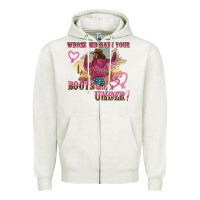 Oatmeal Heather whose bed have youre boots been under Zipper Hoodie - NancyCooperArtShop