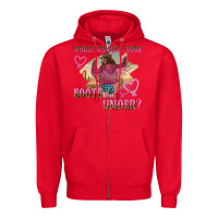 Red whose bed have youre boots been under Zipper Hoodie - NancyCooperArtShop