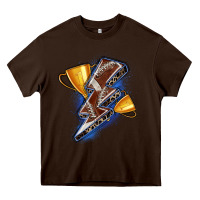 Chocolate Brown football lightning bolt Heavy Core Tee - Zillion Design Studio
