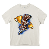 Cream football lightning bolt Heavy Core Tee - Zillion Design Studio