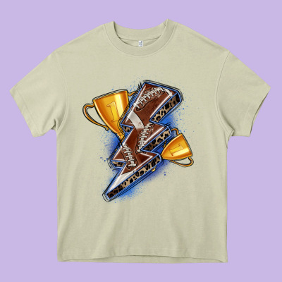 Football Lightning Bolt Heavy Core Tee Designed By Zillion Design Studio