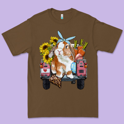 Easter Truck With Bunny Sunflowers And Eggs Premium Tee Designed By Ranaportraitstore