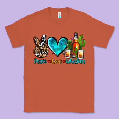 Peace Love Whiskey Classic Tee Designed By Adodesignshop