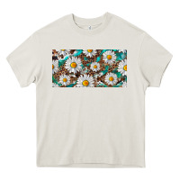 Cream leopard daisy Heavy Core Tee - RanaPortraitStore
