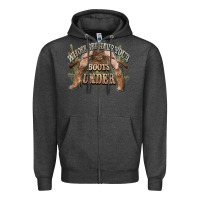 Charcoal Heather whose bed have your boots under cowboy western Zipper Hoodie - NancyCooperArtShop