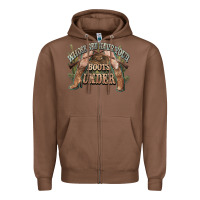 Chestnut whose bed have your boots under cowboy western Zipper Hoodie - NancyCooperArtShop