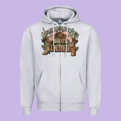 Whose Bed Have Your Boots Under Cowboy Western Zipper Hoodie Designed By Nancycooperartshop