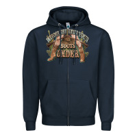 Navy whose bed have your boots under cowboy western Zipper Hoodie - NancyCooperArtShop
