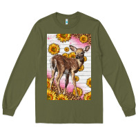 Army Green Western Cute Baby Deer Fawn Long Sleeve Tee - LillyAllenDesigns