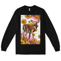 Black Western Cute Baby Deer Fawn Long Sleeve Tee - LillyAllenDesigns
