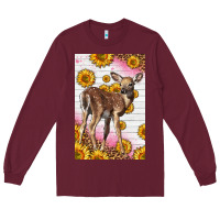 Burgundy Western Cute Baby Deer Fawn Long Sleeve Tee - LillyAllenDesigns