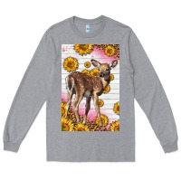 Heather Grey Western Cute Baby Deer Fawn Long Sleeve Tee - LillyAllenDesigns