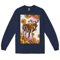 Navy Western Cute Baby Deer Fawn Long Sleeve Tee - LillyAllenDesigns