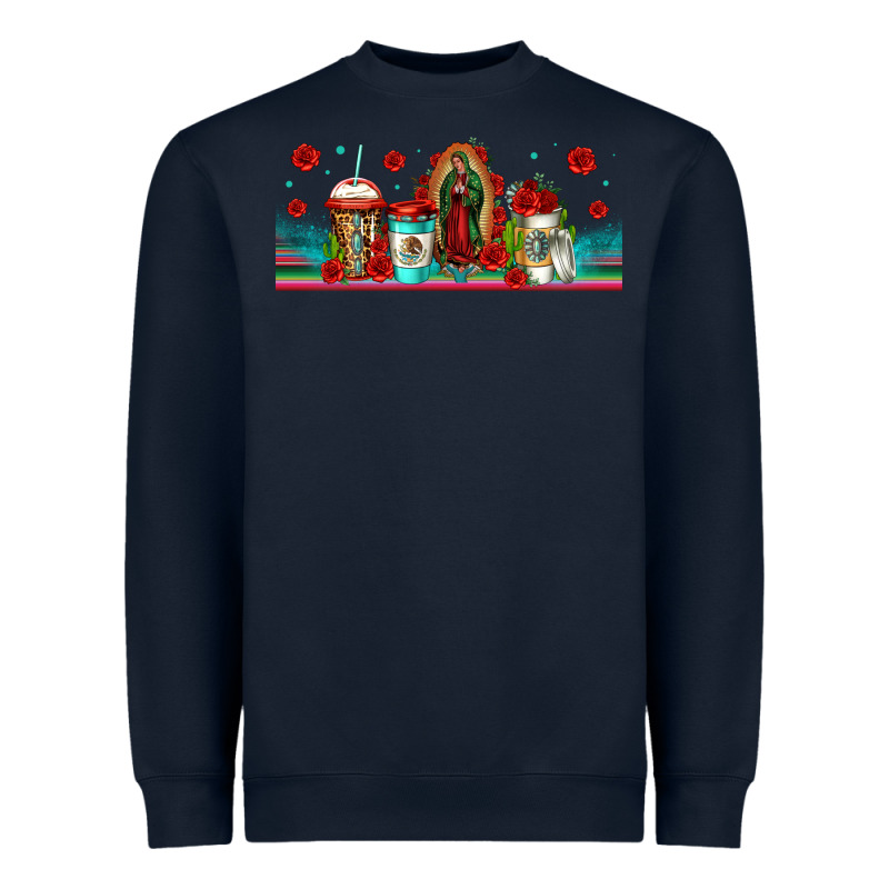 Lady Of Guadalupe Coffee Cups Libbey Glass Heavyweight Sweatshirt by Jasminsmagicworld | Teevron