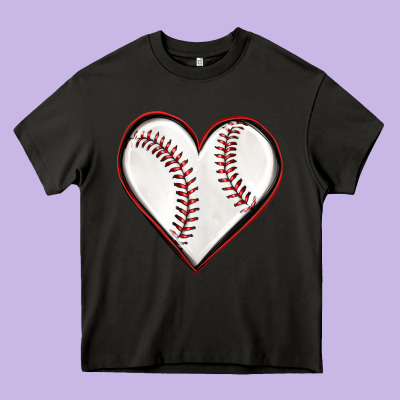 Baseball Heart Heavy Core Tee Designed By Texasbilliewilder