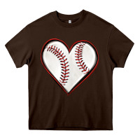 Chocolate Brown baseball heart Heavy Core Tee - texasbilliewilder