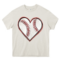 Cream baseball heart Heavy Core Tee - texasbilliewilder
