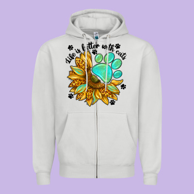 Life Is Better With Cats Zipper Hoodie Designed By Nancycooperartshop