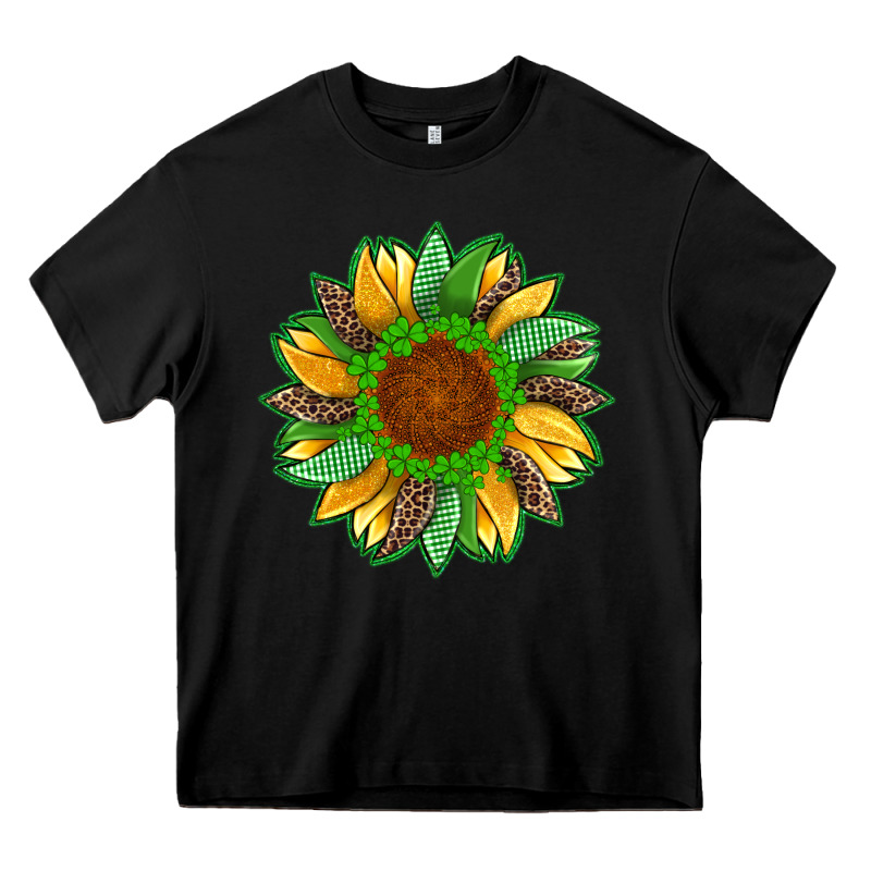 St Patricks Sunflower With Leopard  Shamrock And Glitter Heavy Core Tee by Artiststas | Teevron