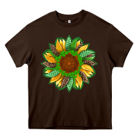 Chocolate Brown st patricks sunflower with leopard  shamrock and glitter Heavy Core Tee - Artiststas