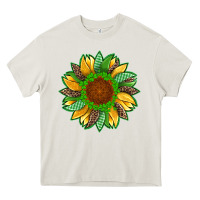 Cream st patricks sunflower with leopard  shamrock and glitter Heavy Core Tee - Artiststas