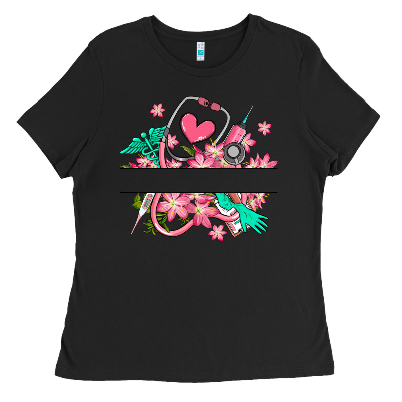 Nurse Flowers Custom Name Design Ladies Tee by RanaPortraitStore | Teevron