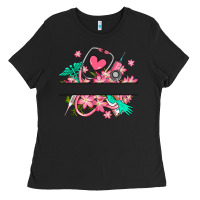 Black nurse flowers custom name design Ladies Tee - RanaPortraitStore