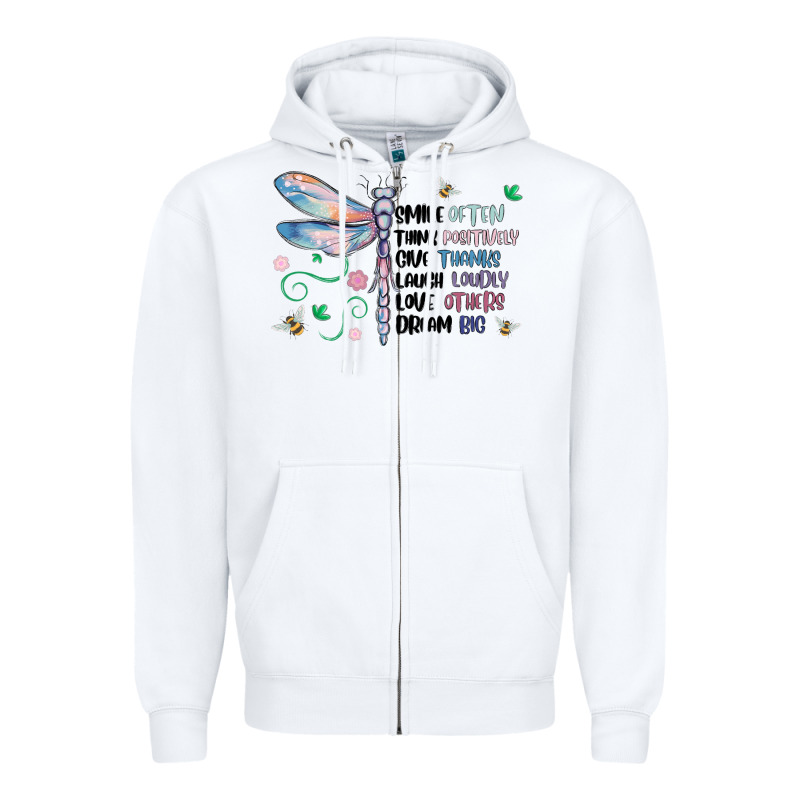 Dragonfly Smile Tink Give Laugh Love Dream Zipper Hoodie by MaliasSmallBusiness | Teevron