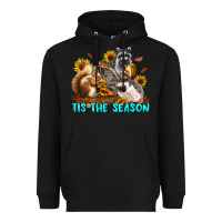 Black Fall Tis The Season Animals Heavyweight Hoodie - LillyAllenDesigns