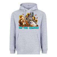 Heather Grey Fall Tis The Season Animals Heavyweight Hoodie - LillyAllenDesigns