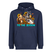 Navy Fall Tis The Season Animals Heavyweight Hoodie - LillyAllenDesigns