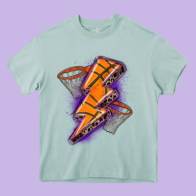 Basketball Lightning Bolt Heavy Core Tee Designed By Zillion Design Studio