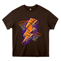 Chocolate Brown basketball lightning bolt Heavy Core Tee - Zillion Design Studio