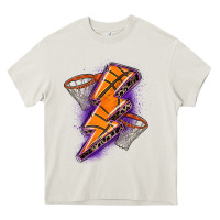 Cream basketball lightning bolt Heavy Core Tee - Zillion Design Studio