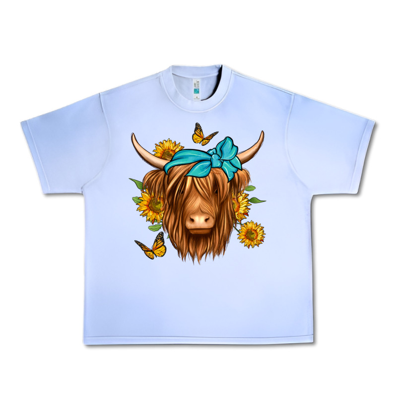 Sunflower Long Haired Cow Urban Heavy Tee by Jasminsmagicworld | Teevron