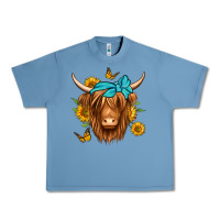 Pebble Blue sunflower long haired cow Urban Heavy Tee - Jasminsmagicworld