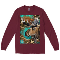 Burgundy Western Camo Moose Long Sleeve Tee - LillyAllenDesigns