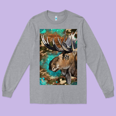 Western Camo Moose Long Sleeve Tee Designed By Lillyallendesigns