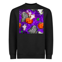 Black tombstone and ghosts seamless paternal Heavyweight Sweatshirt - BundleAndBundleShop