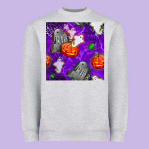 Tombstone And Ghosts Seamless Paternal Heavyweight Sweatshirt Designed By Bundleandbundleshop
