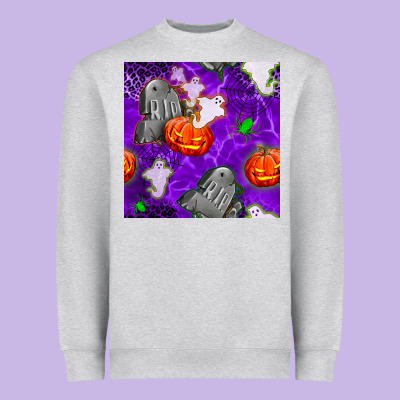 Tombstone And Ghosts Seamless Paternal Heavyweight Sweatshirt Designed By Bundleandbundleshop