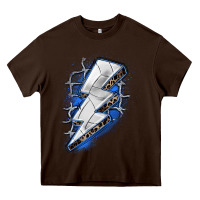 Chocolate Brown volleyball lightning bolt Heavy Core Tee - Zillion Design Studio