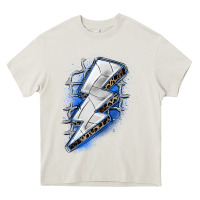Cream volleyball lightning bolt Heavy Core Tee - Zillion Design Studio