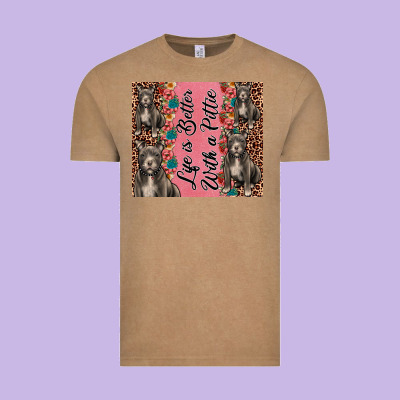 Life Is Better With A Pittie Vintage Tee Designed By Jahusdesignshop