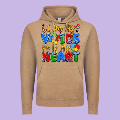 I Am His Voice He Is My Heart Vintage Hoodie Designed By Jahusdesignshop
