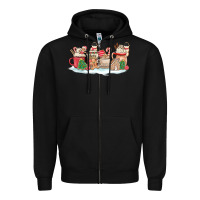 Black christmas cookie coffe cups Zipper Hoodie - MaliasSmallBusiness