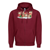 Burgundy christmas cookie coffe cups Zipper Hoodie - MaliasSmallBusiness